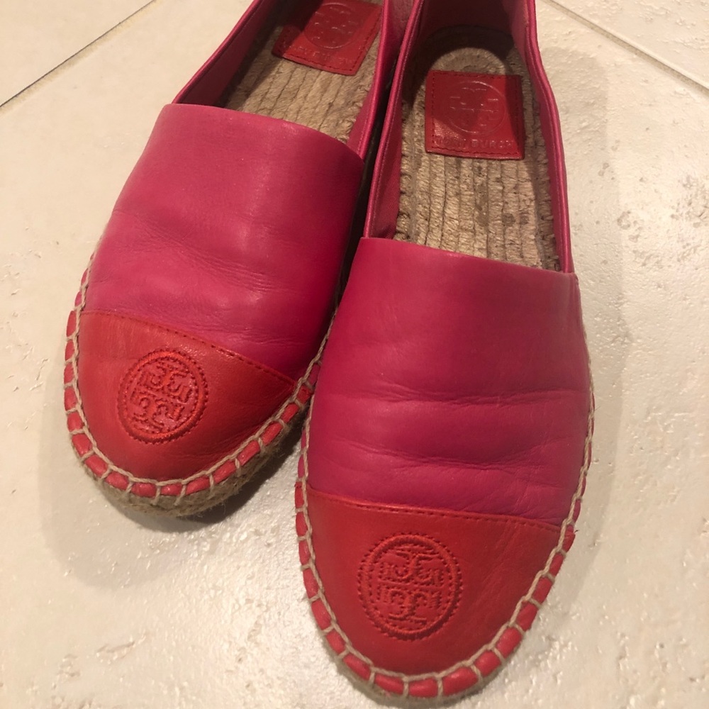 Tory Burch Pink Leather Espadrilles